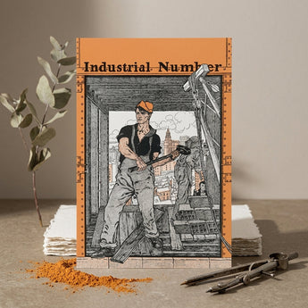 Industrial Number - Edward Penfield Art Print / Canvas Orange-framed Notebook Black-and-white Illustration Construction Worker Cover