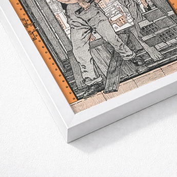 White Framed Artwork Detailed Black-and-white Illustration Orange Accents Industrial Number, Edward Penfield’s, Penfield Art, Print,