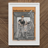 Industrial Number - Edward Penfield Art Print / Canvas White-framed Print Black-and-orange Illustration Industrial Worker Construction Site