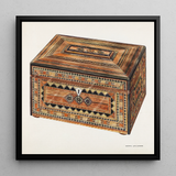 Inlaid Sewing Box - Francis Law Durand Folk Art Print / Canvas, 12x12’’ / 31x31cm / Black Frame, Posters Prints & Visual Artwork, Toby Leon