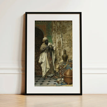 Inspection - Ludwig Deutsch Orientalism Art Print / Canvas Black-framed Art Print Detailed Painting Ornate Interior Intricate Ludwig