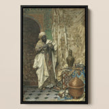 Inspection - Ludwig Deutsch Orientalism Art Print / Canvas Black-framed Man Traditional Attire Ornate Object, Lavish 19th-century Cairo,