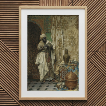 Inspection - Ludwig Deutsch Orientalism Art Print / Canvas Framed Art Print Man Traditional Attire Ornate Vessel Ludwig Deutsch, Lavish