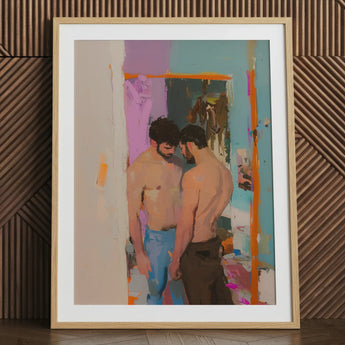 Interlude - Impresión artística de ligue gay sórdido en motel / Lienzo, 24x32’’ / 61x81cm / Marco natural / Paspartú, Pósters, impresiones y obra visual, Toby