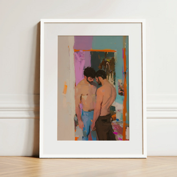 Interlude - Sleazy Gay Motel Hookup Art Print / Canvas, 12x16’’ / 31x41cm / White Frame / Matboard, Posters Prints & Visual Artwork, Toby