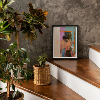 Interlude - Sleazy Gay Motel Hookup Art Print / Canvas Framed Painting Two Men, Press Prints