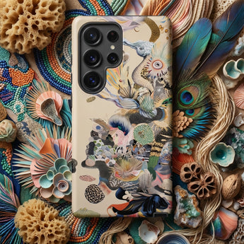 Into the Wild - Dreamy Botanical Art Phone Case Beige Phone Case Intricate Marine Life Illustration Seahorses Dreamy Botanical Art,