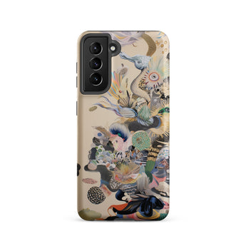 Into the Wild - Dreamy Botanical Art Phone Case Samsung Galaxy S21 / Matte Beige Vibrant Surreal Illustration Sea Creatures, Psychedelic