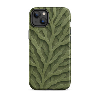 Custodia per iPhone con intricato motivo di foglie verdi, 14 Plus / Opaca, Custodie per telefoni cellulari, Toby Leon