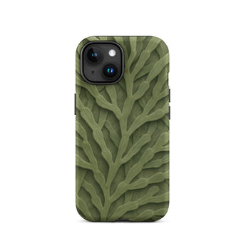 Custodia per iPhone con intricato motivo di foglie verdi, 15 / Opaca, Custodie per telefoni cellulari, Toby Leon