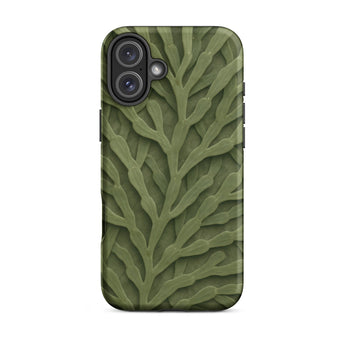 Custodia per iPhone con intricato motivo di foglie verdi, 16 Plus / Opaca, Custodie per telefoni cellulari, Toby Leon