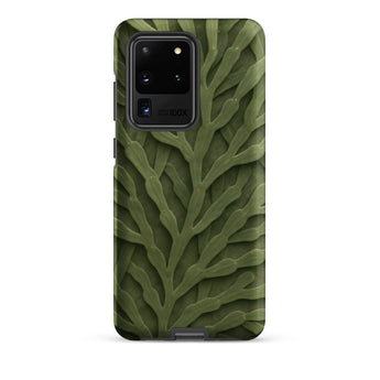 Intricate Green Leaf Pattern Phone Case Samsung Galaxy S20 Ultra / Matte Olive-green Textured Detailed Raised Deep Forest Shadows, Bright