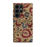 Ionian Islands Embroidery - Textile Folk Art Phone Case Samsung Galaxy S24 Ultra / Matte Phone Case Intricate Floral Pattern Burgundy Teal