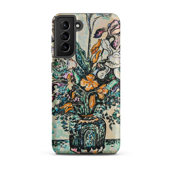 Iris Arum Tulips - Paul Signac Phone Case Samsung Galaxy S21 Plus / Matte Vibrant Stylized Floral Arrangement Ornate Vase Signac’s, Mosaic