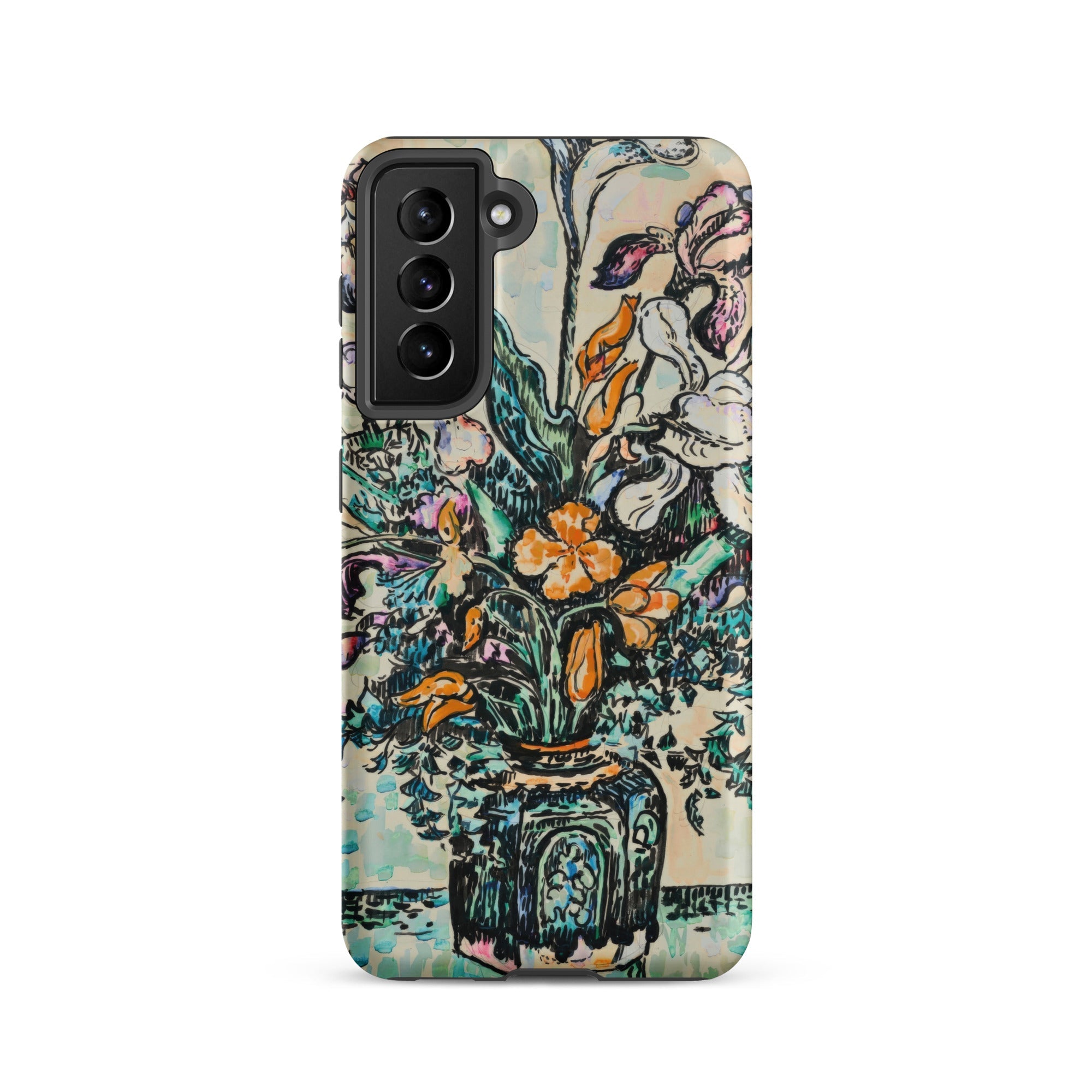 Iris Arum Tulips Paul Signac Samsung Case, Galaxy S21 / Matte, Smartphone Case Colorful Floral Vase Painting
