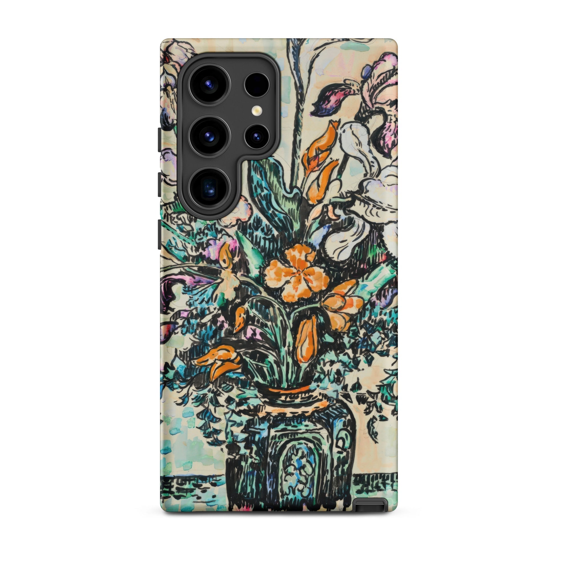 Iris Arum Tulips Paul Signac Samsung Case, Galaxy S24 Ultra / Matte, Smartphone Case Colorful Floral Painting Design
