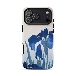 Iris Flowers - Ohara Koson Phone Case Iphone 17 Pro Max / Matte Blue Iris Flower Phone Case Black Camera Cutout Ohara Koson Iphone, Iphone