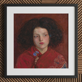 Irish Girl - Ford Madox Brown Art Print / Canvas Framed Oil Painting Young Dark Curly Hair, Florid Cheek Prints