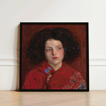 Irish Girl - Ford Madox Brown Art Print / Canvas Framed Portrait Young Dark Curly Hair Red, Florid Cheek Prints