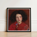 Irish Girl - Ford Madox Brown Art Print / Canvas Framed Portrait Young Dark Curly Hair Red, Florid Cheek Prints