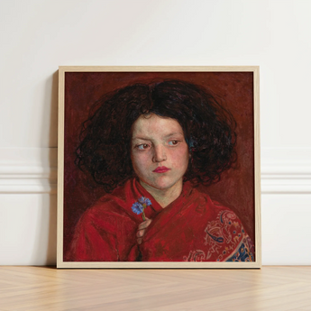 Irish Girl - Ford Madox Brown Art Print / Canvas Framed Portrait Young Dark Curly Hair Red, Florid Cheek Prints