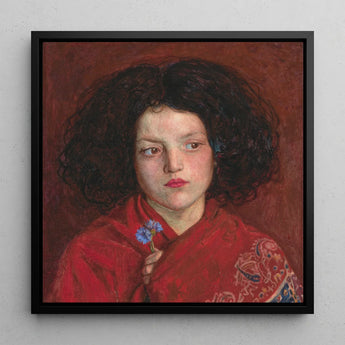 Irish Girl - Ford Madox Brown Art Print / Canvas Framed Portrait Young Dark Curly Hair Red, Florid Cheek Prints