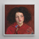 Irish Girl - Ford Madox Brown Art Print / Canvas Framed Portrait Young Girl Dark Curly Hair Red Irish Girl, Ford Madox Brown Art, Florid
