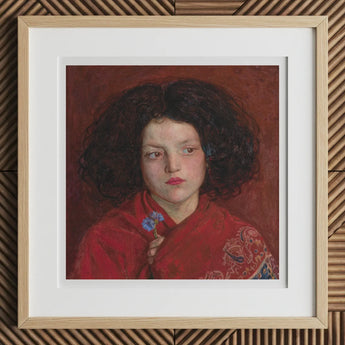 Irish Girl - Ford Madox Brown Art Print / Canvas Red Floral Kimono Blue Flower, Florid Cheek Prints