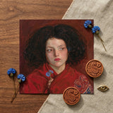 Irish Girl - Ford Madox Brown Art Print / Canvas Square Canvas Portrait Young Girl Dark Curly Hair Irish Girl, Ford Madox Brown Art, Florid