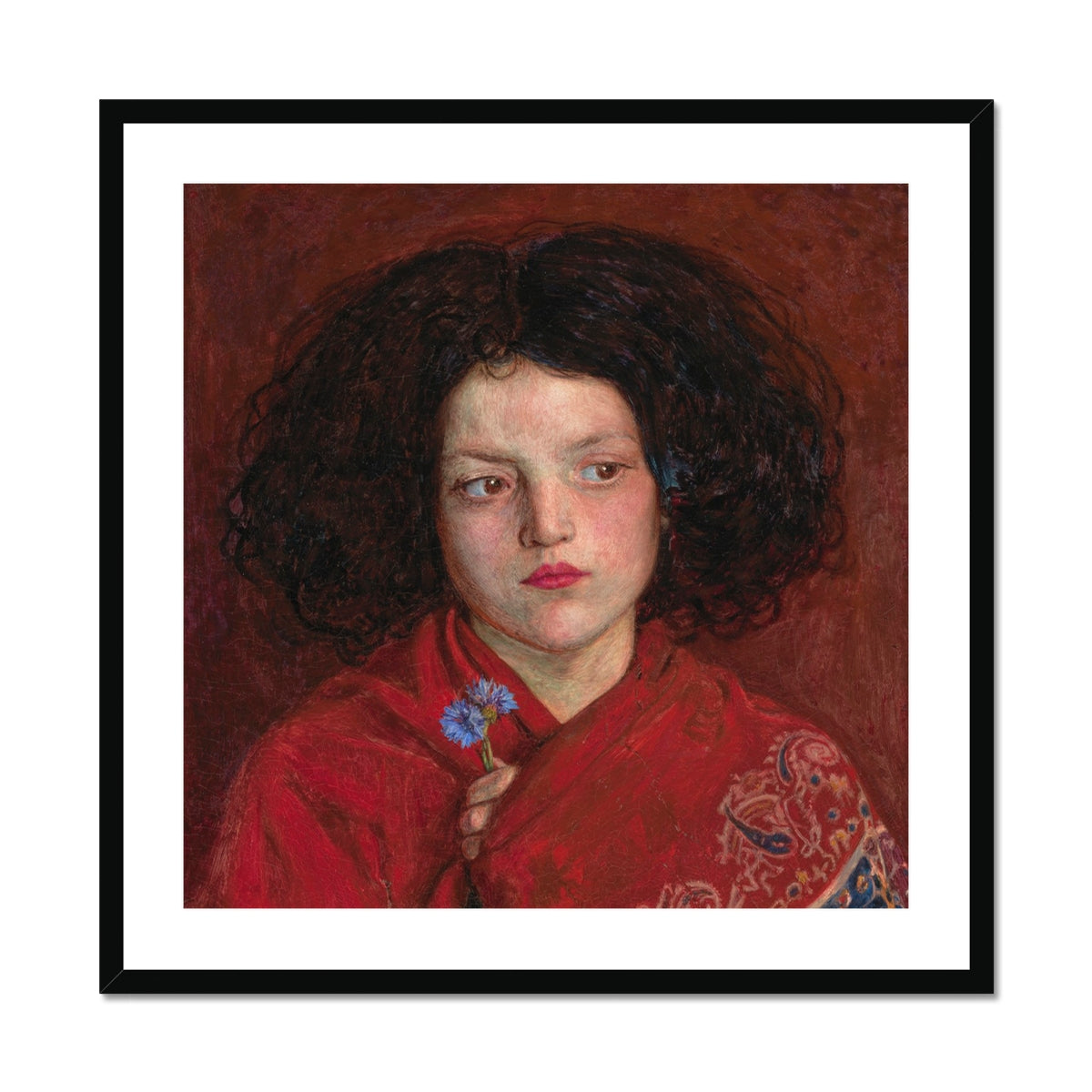 Irish Girl Ford Madox Brown Art Print, Framed Portrait Girl Flower