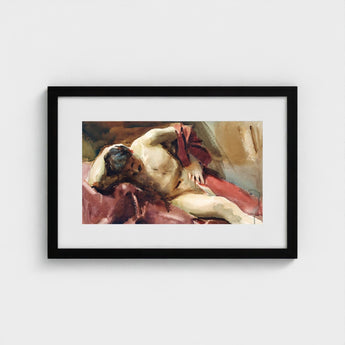 Italian Model - John Singer Sargent Art Print / Canvas, Male Nude, Time Made, Gilded Age Offered, Reclining, Sojourn Work Prints