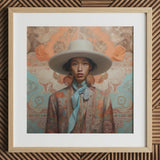 Iyaan - Stampa d'arte Cowboy Dandy Gay Malese / Tela, 12x12’’ / 31x31cm / Cornice naturale / Passe-partout, Poster, Stampe e Opere d'arte visiva, Toby Leon