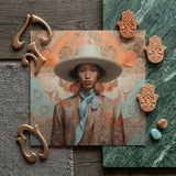 Iyaan - Gay Malay Cowboy Dandy Art Print / Canvas Rectangular Portrait Person Ornate Wide-brimmed Hat Patterned Elegant Malaysian Outlaw’s,