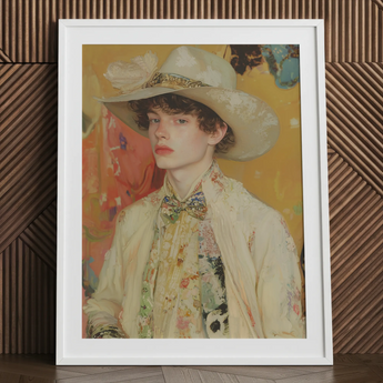 Jacob - Stampa d'arte Queer Couture Cowboy / Tela, 24x32’’ / 61x81cm / Cornice bianca / Passe-partout, Poster, Stampe e Opere d'arte visiva, Toby Leon