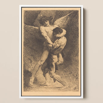 Jacob Wrestling with the Angel - Leon Bonnat Art Print / Canvas, Prints