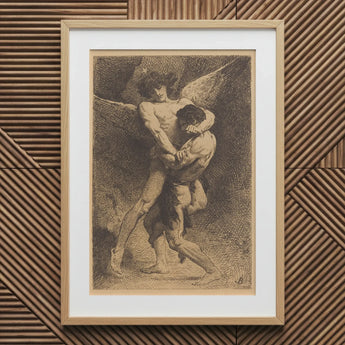 Jacob Wrestling with the Angel - Leon Bonnat Art Print / Canvas, Prints