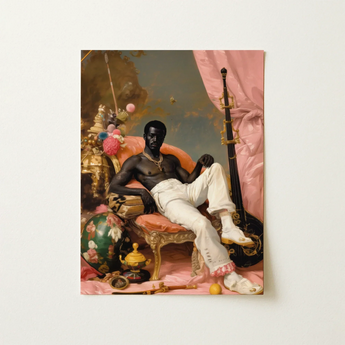 Jacques - Gay Black Sailor Dandy Art Print / Canvas Framed Painting Black Man Ornate Chair Adorned White Gay Sailor, Sailor Dandy, Jacques