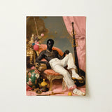 Jacques - Gay Black Sailor Dandy Art Print / Canvas Framed Painting Man Ornate Chair Adorned White, Reclines Prints