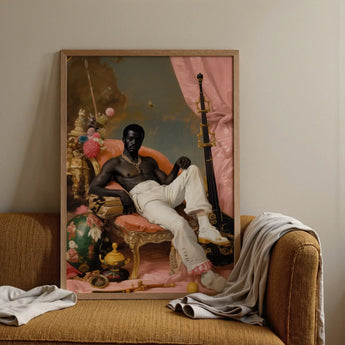 Jacques - Gay Black Sailor Dandy Art Print / Canvas Framed Portrait Black Man Ornate Chair Adorned Gold Gay Sailor, Sailor Dandy, Jacques