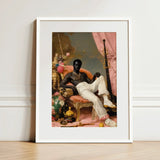 Jacques - Gay Black Sailor Dandy Art Print / Canvas Framed Portrait Man Ornate Pink-hued Chair Adorned, Reclines Prints