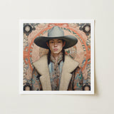 Jacy - Native American Gay Cowboy Art Print / Canvas Framed Portrait Person Wide-brimmed Gray Hat Patterned Dandy, Prints