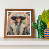 Jacy - Native American Gay Cowboy Art Print / Canvas Wooden-framed Portrait Person Wide-brimmed Hat Fur Coat Dandy, Prints