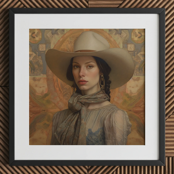 Jamie - Femme-lesbischer Cowgirl-Kunstdruck / Leinwand, 12x12’’ / 31x31cm / Schwarzer Rahmen / Passepartout, Poster, Drucke & visuelle Kunstwerke, Toby Leon