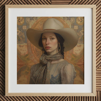 Jamie - Femme-lesbischer Cowgirl-Kunstdruck / Leinwand, 12x12’’ / 31x31cm / Naturrahmen / Passepartout, Poster, Drucke & visuelle Kunstwerke, Toby Leon