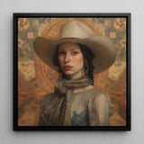Jamie - Femme-lesbischer Cowgirl-Kunstdruck / Leinwand, 12x12’’ / 31x31cm / Schwarzer Rahmen, Poster, Drucke & visuelle Kunstwerke, Toby Leon