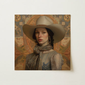 Jamie - Femme Lesbian Cowgirl Art Print / Canvas, 12x12’’ / 31x31cm / Unframed / no Border, Posters Prints & Visual Artwork, Toby Leon