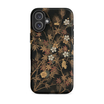 Japanese Autumn Flowers - G.a. Audsley iPhone-hoesje, 16 Plus / Mat, mobiele telefoonhoesjes, Toby Leon