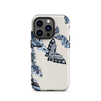 Japanese Blue Butterflies - Kamisaka Sekka Phone Case, Iphone 14 Pro / Matte, Mobile Cases, Toby Leon