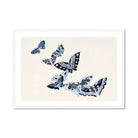 Japanese Blue Butterflies - Kamisaka Sekka Meiji Art Print, Blue Black Butterflies Artistic Arrangement