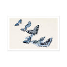 Japanese Blue Butterflies - Kamisaka Sekka Meiji Art Print, Blue Black Butterflies Artistic Arrangement